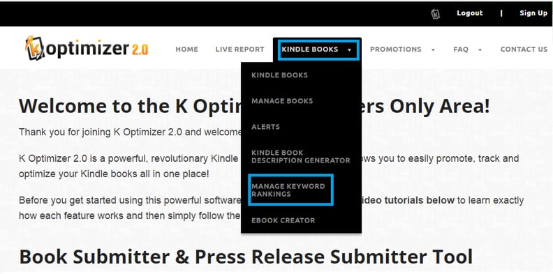 Kindle keyword tracking tool