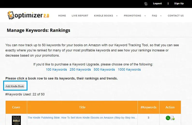 Kindle keyword tracking tool