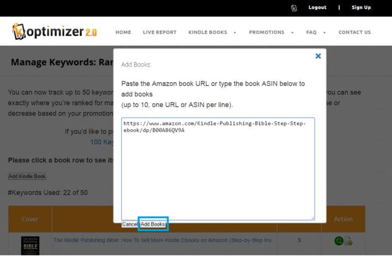 Kindle keyword tracking tool