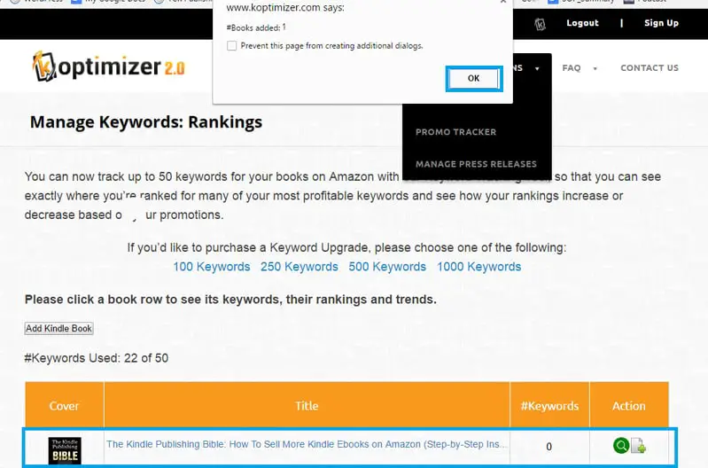 Kindle keyword tracking tool