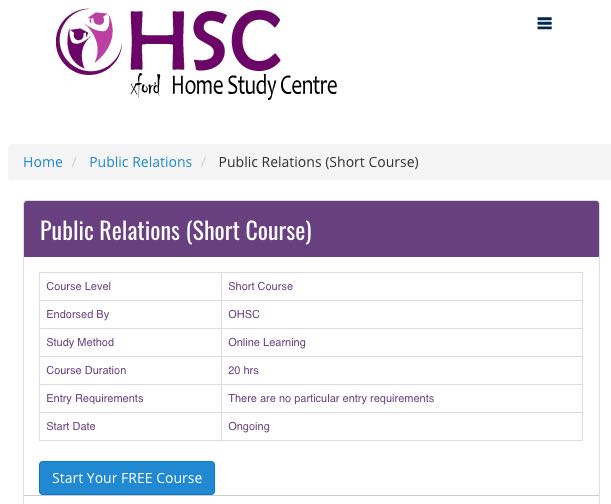 Oxford HSC Public Relations Course Screenshot Image