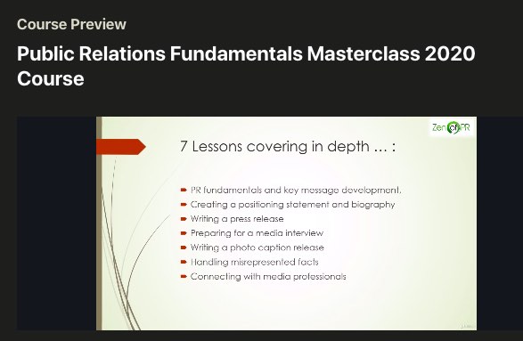 Public Relations Fundamentals Masterclass Screenshot Image