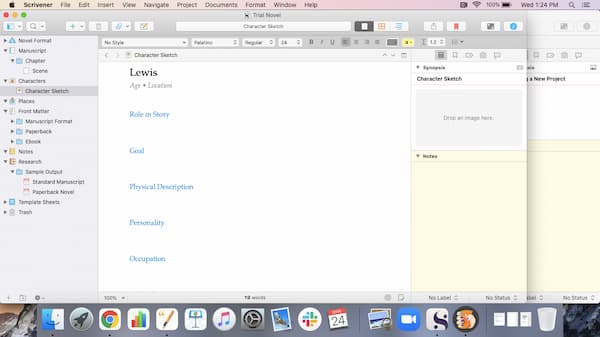 Scrivener Planning Screenshot