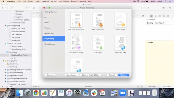 Scrivener Templates Screenshot