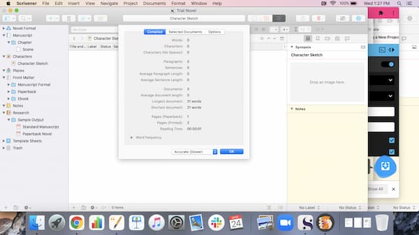 Scrivener Word Count Image