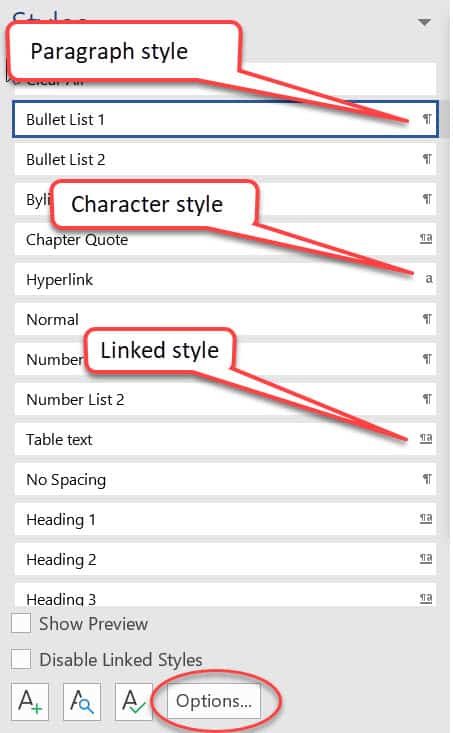 Styles panel Word