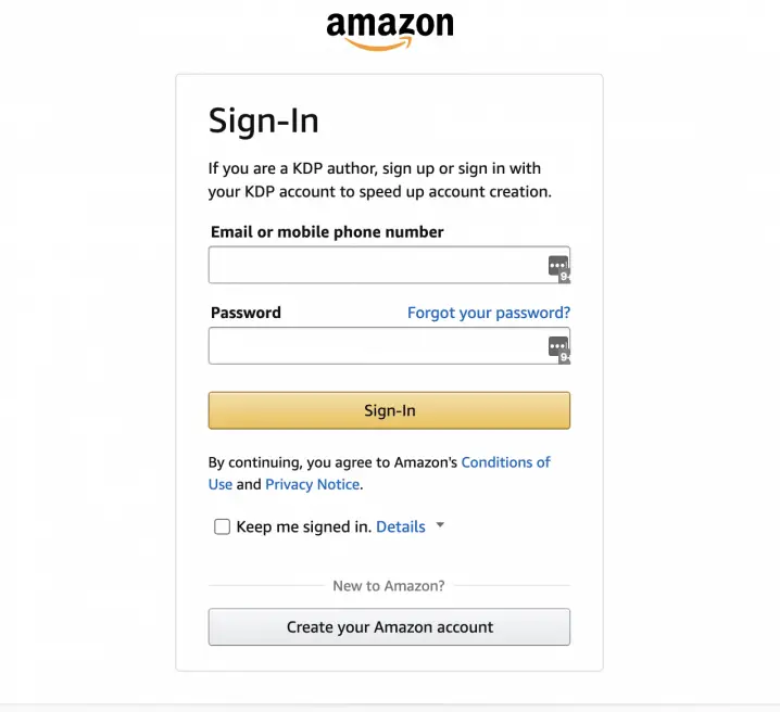 amazon author central login image