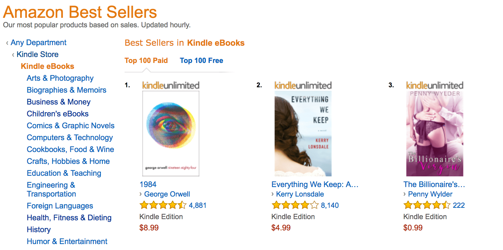 Amazon Kindle Best Sellers List image