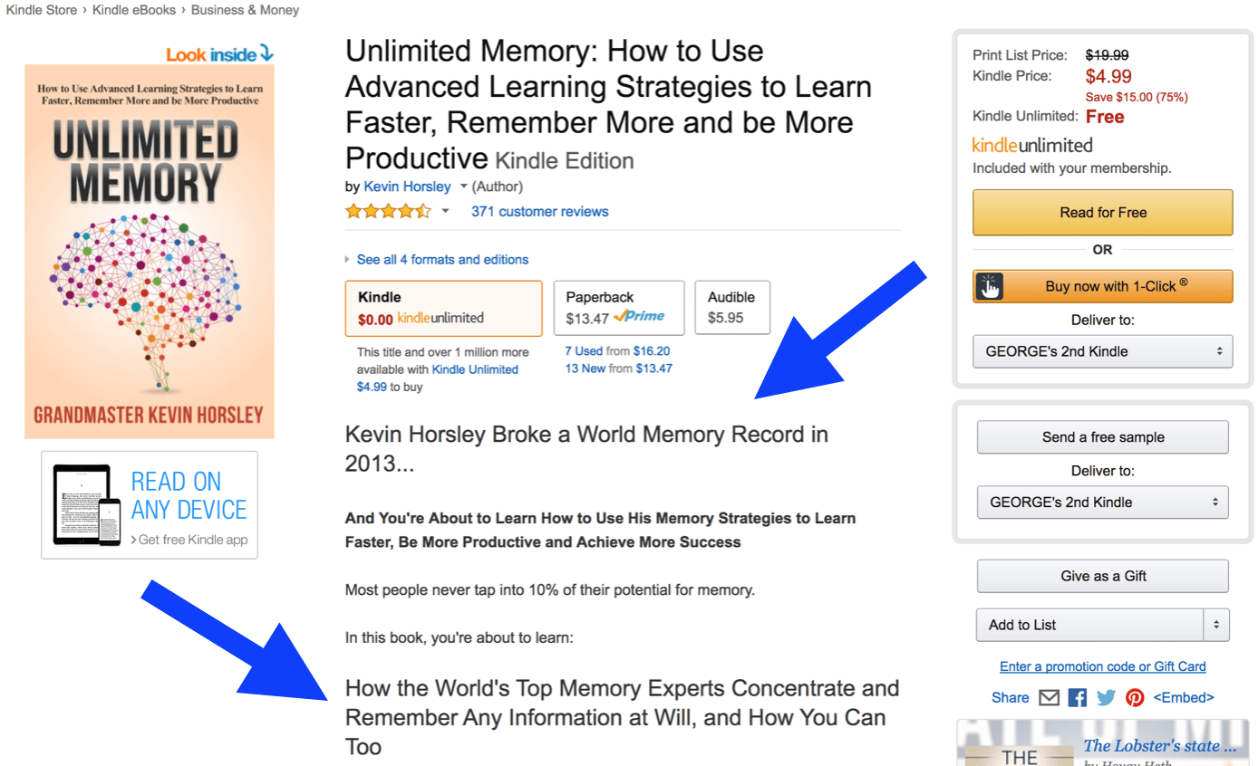 Amazon Kindle Book Description Formatting with H2 Headings