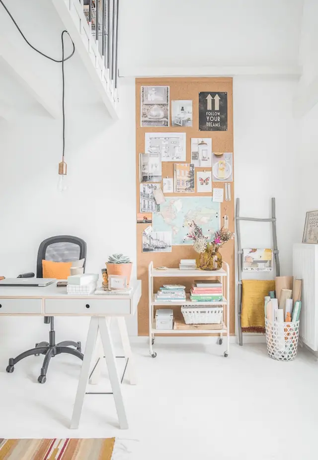 cork board wall for taking notes