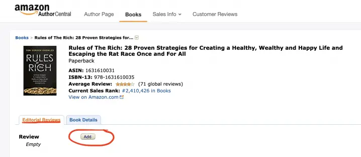 how to add editorial reviews image