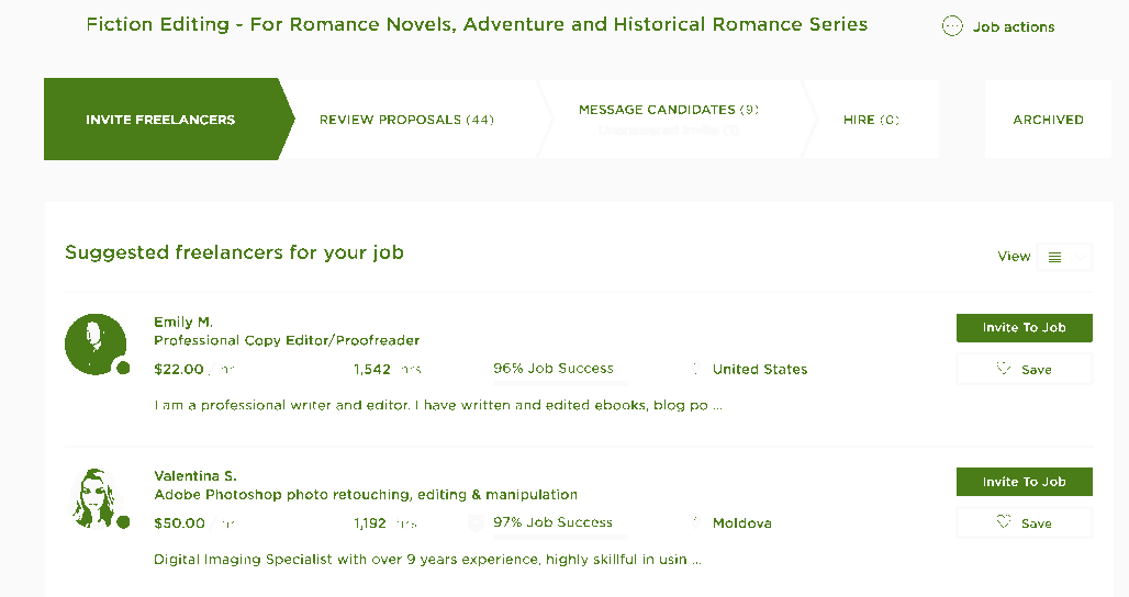 Inviting Top Editors on Upwork