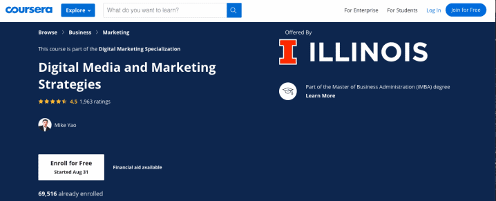 Digital Marketing Course Screenshot Image