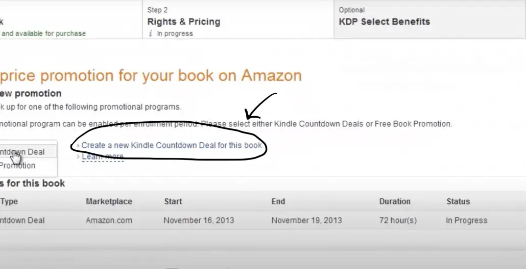 how to create a kindle countdown screenshot