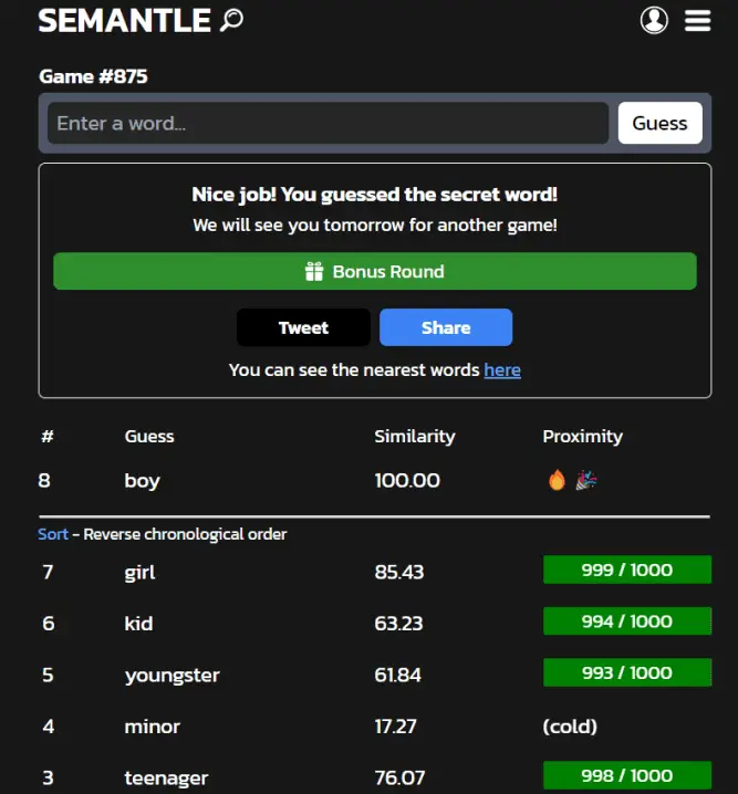 semantle word game