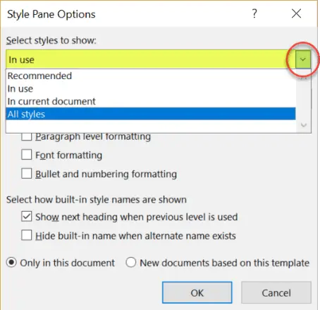 Style Pane Options - In Use