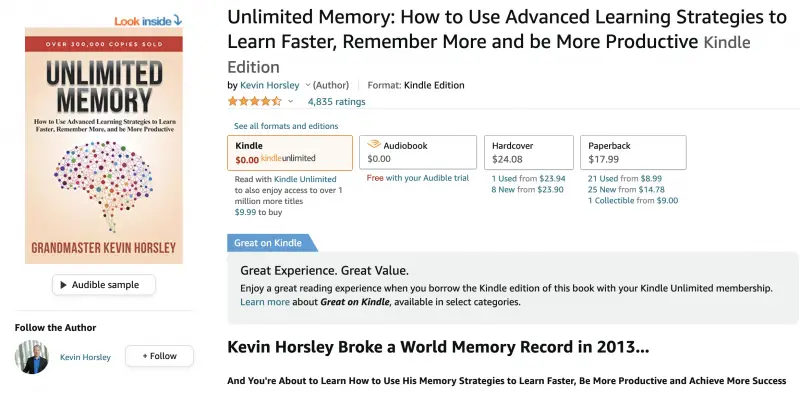 Unlimited Memory Amazon book Unlimited Memory Amazon book image