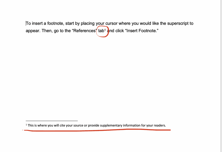 where to write footnotes in word image